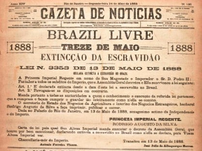 Manchete do dia da Abolição